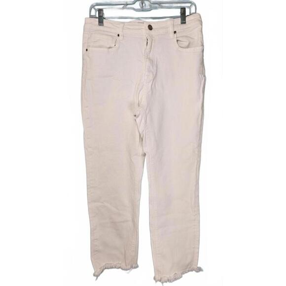 Sanctuary Denim Women's White High Rise Straight Jeans with Raw Hem Size 31 - Picture 1 of 11